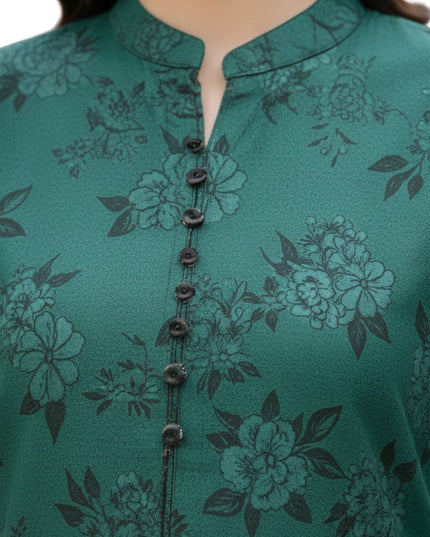 Women Printed 2 Piece Khaddar Suit – Dark Green