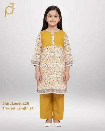 Girls Floral Lawn Suit – 2 Piece Set (7–8 Years)