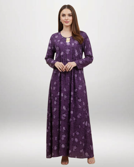 Printed Winter Khaddar Long Dress (1 Piece)