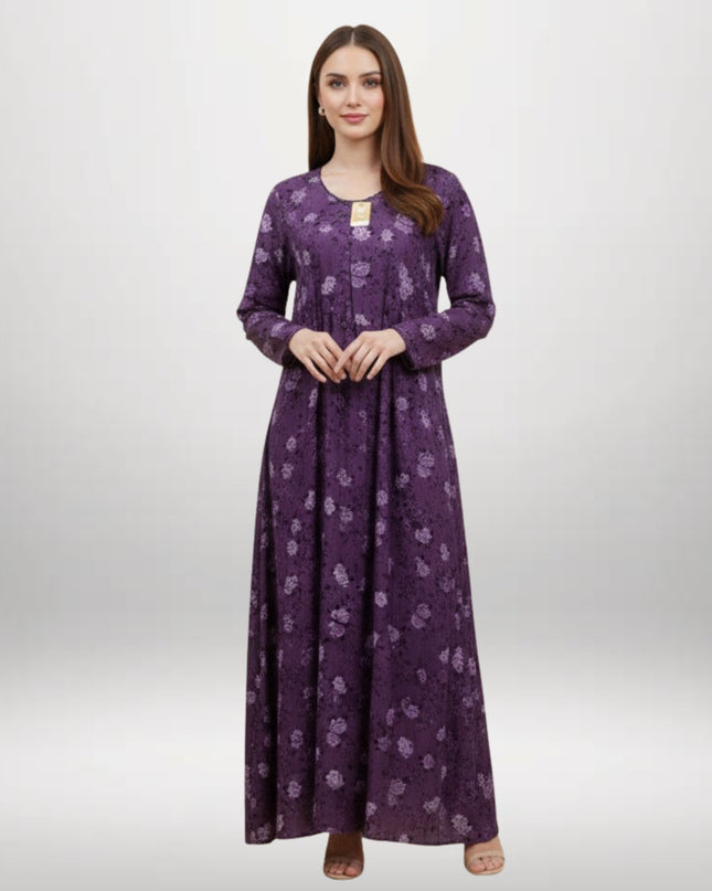 Printed Winter Khaddar Long Dress (1 Piece)