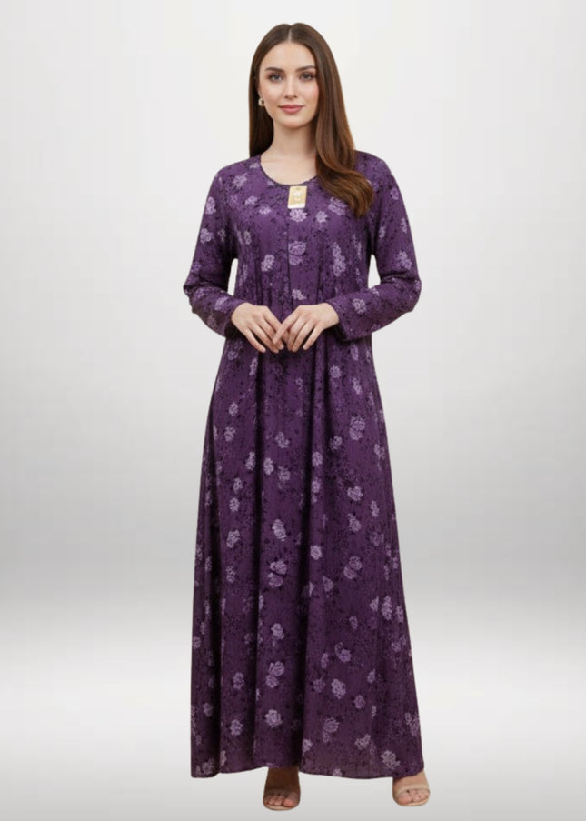 Printed Winter Khaddar Long Dress (1 Piece)